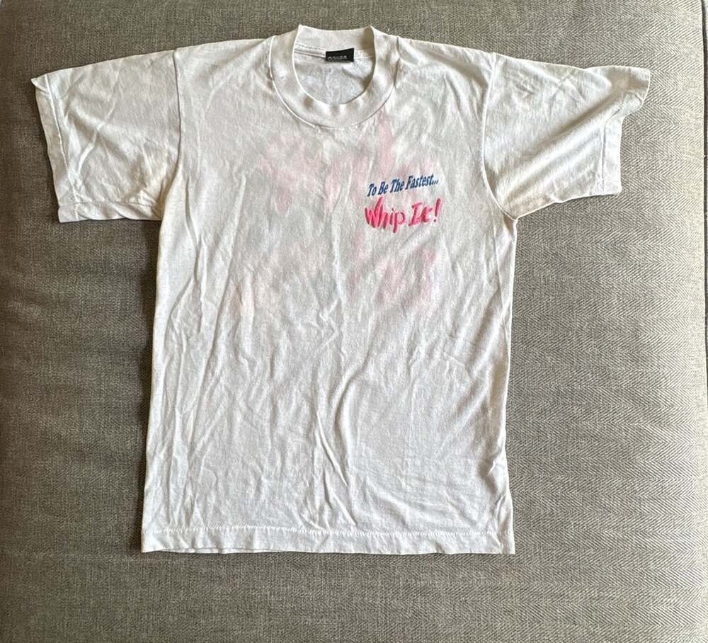Screen Stars Whip It T-Shirt Size S White Vintage Graphic